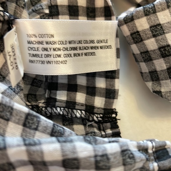 XHILARATION Women’s gingham black&white top ties at the waist Size Medium - Picture 5 of 7